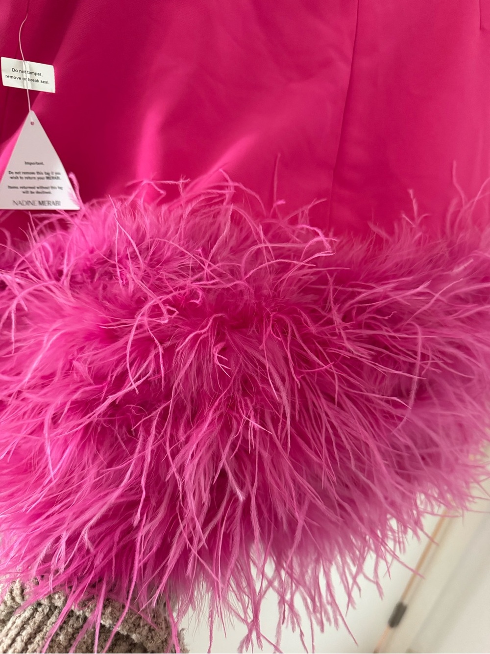 Nadine Merabi Mia Pink Feather Skirt, BNWT. Size L. - Picture 9 of 12